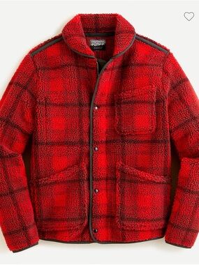 J. Crew Wallace and Barnes Sherpa Fleece Plaid Jacket Medium